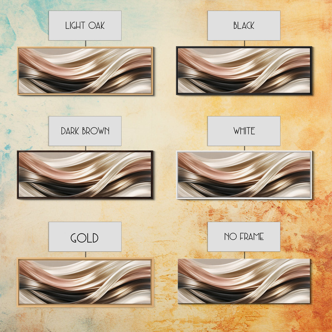 Hair Strands Turning into Abstract Ribbons Framed Canvas Print, Hair Salon Art, Black Woman Art, Living Room Decor, HSA-3x1-37