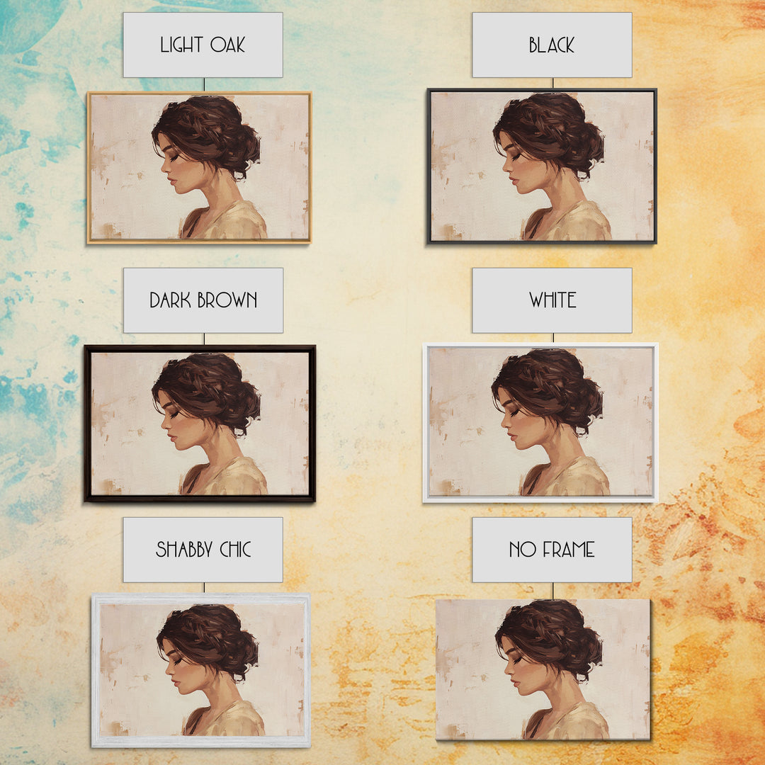 Braided Hairstyle Study Framed Canvas Print, Hair Salon Art, Gallery Decor, Living Room Decor, Fine Art, Style, Wall Art, HSA-3x2-39