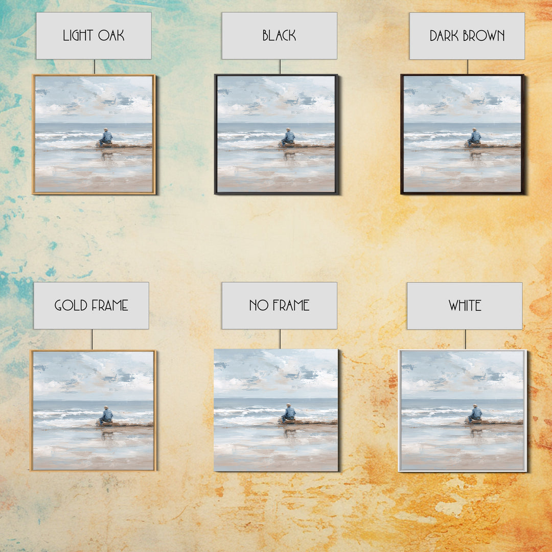 Coastal Beach Figures Canvas Print, Impressionist Art, Wall Art Framed, Living Room Decor, Fine Art, Impression, Flower Print, IMP-1x1-19