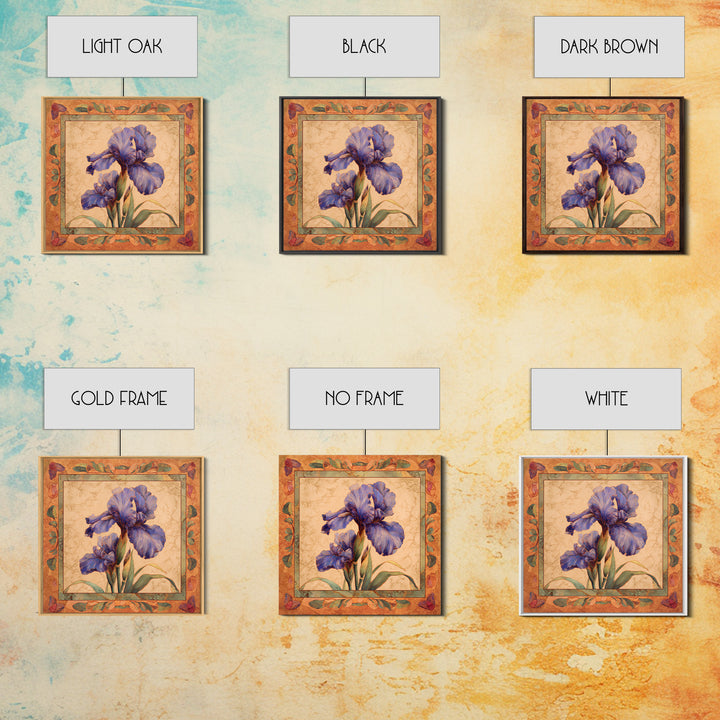 Iris Garden with Blue Violet Strokes Framed Canvas Print, Impressionist Art, Textured Wall Art, Living Room Decor, Impression, IMP-1x1-44