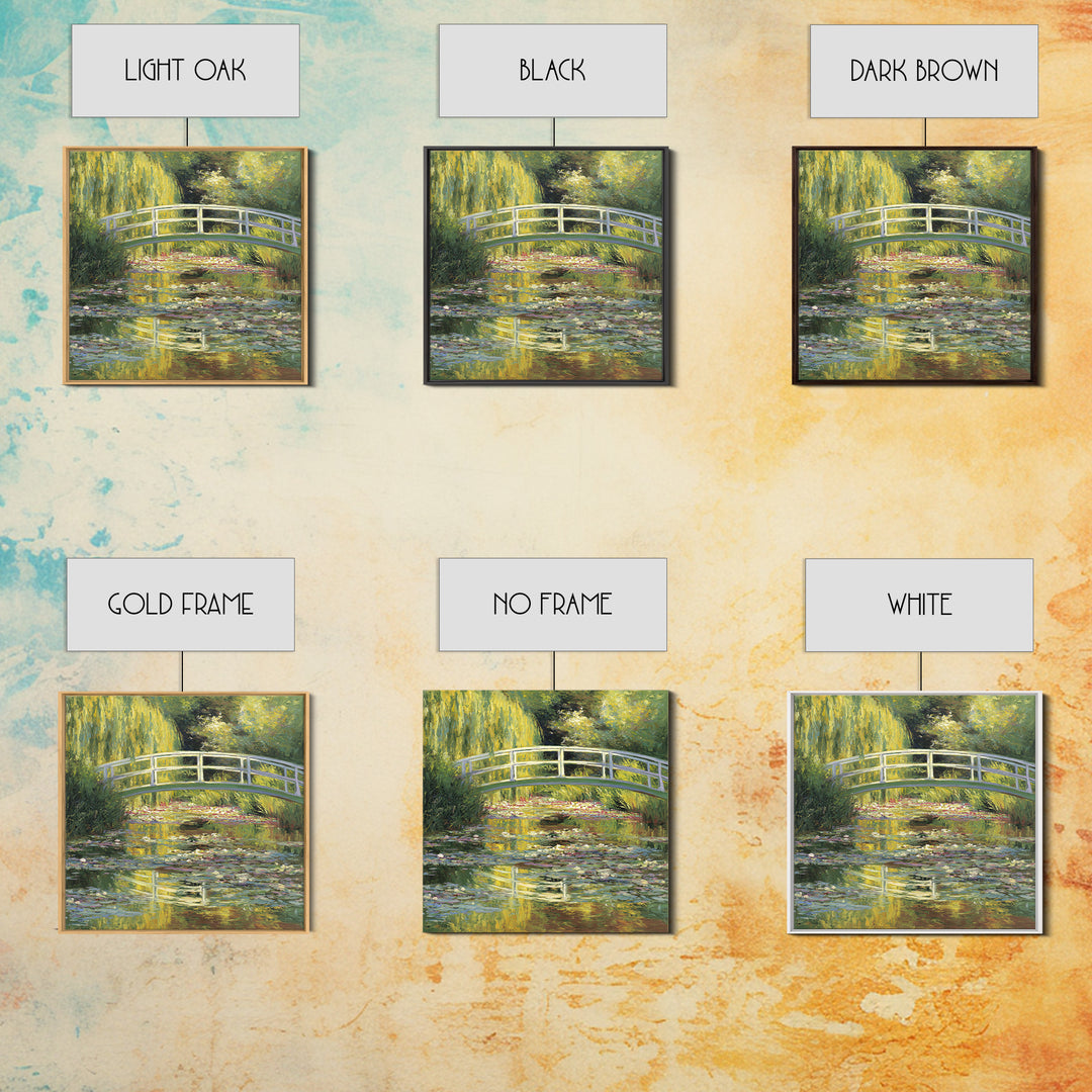 Water Garden Bridge Framed Canvas Print, Impressionist Art, Landscape Art, Living Room Decor, Fine Art, Impression, IMP-1x1-66