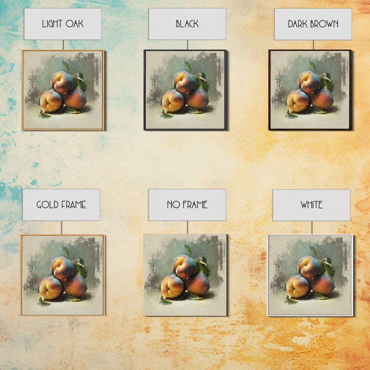 Still Life of Peaches Framed Canvas Print, Impressionist Art, Flower Print, Living Room Decor, Fine Art, Impression, IMP-1x1-71