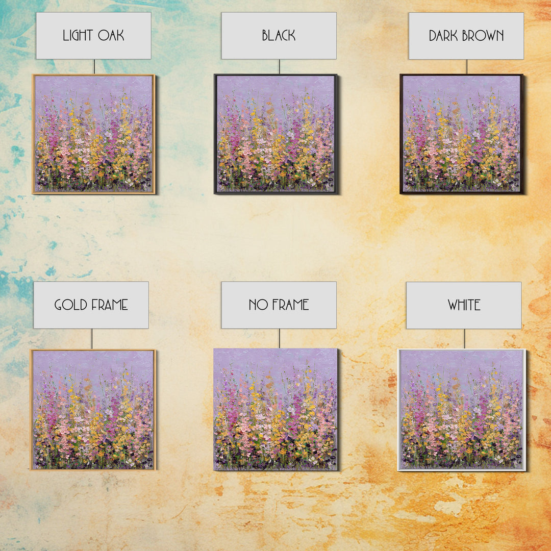 Wildflower Field in Loose Pastel Strokes Canvas Print, Impressionist Art, Fine Art Print, Living Room Decor, Impression, IMP-1x1-80