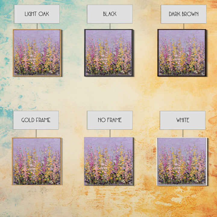 Wildflower Field in Loose Pastel Strokes Canvas Print, Impressionist Art, Fine Art Print, Living Room Decor, Impression, IMP-1x1-80