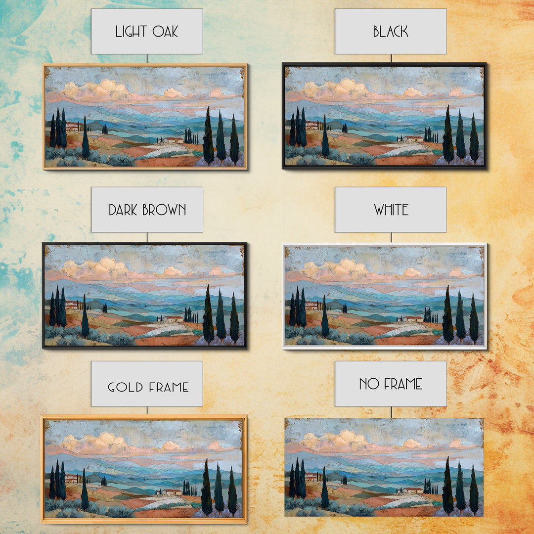 Sunset over Lavender Field Framed Canvas Print, Impressionist Art, Contemporary Art, Living Room Decor, Fine Art, Impression, IMP-2x1-10
