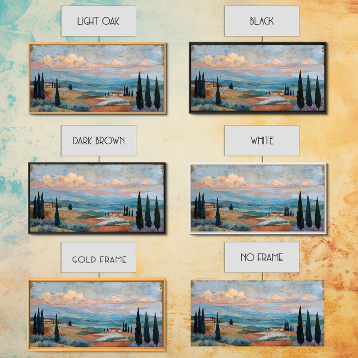Sunset over Lavender Field Framed Canvas Print, Impressionist Art, Contemporary Art, Living Room Decor, Fine Art, Impression, IMP-2x1-10