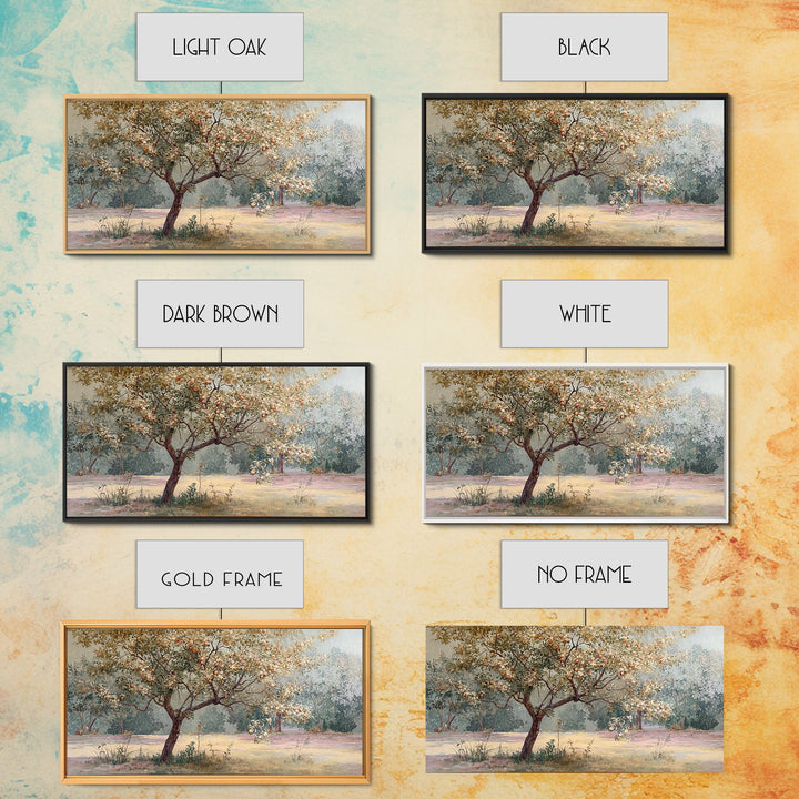 Apple Tree in Summer Orchard Framed Canvas Print, Impressionist Art, Printable Wall Art, Living Room Decor, Impression, IMP-2x1-13