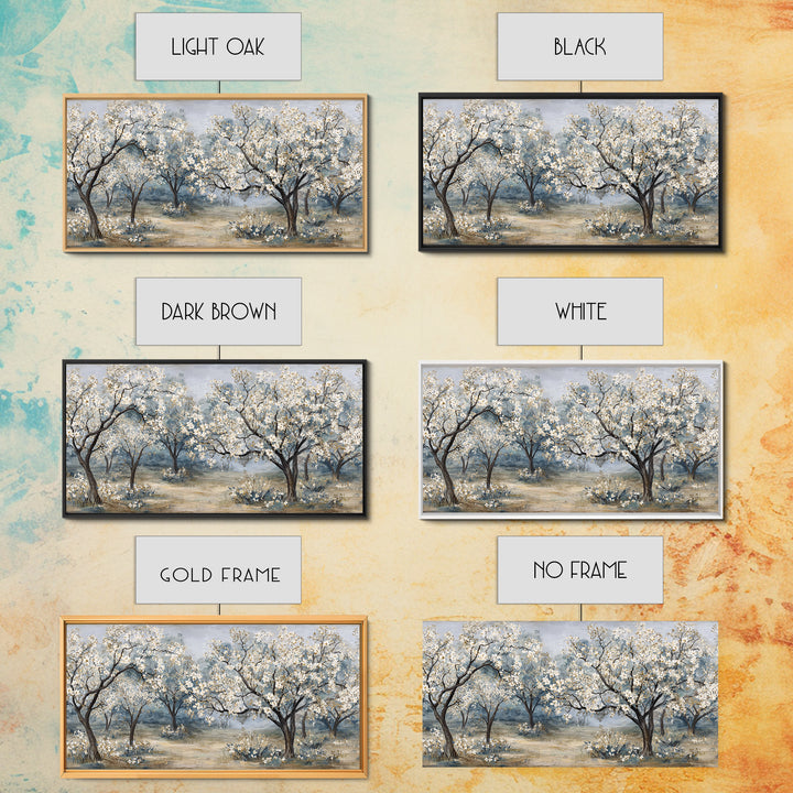 Spring Orchard with Blossoming Trees Canvas Print, Impressionist Art, Living Room Decor, Abstract Art, Impression, IMP-2x1-2