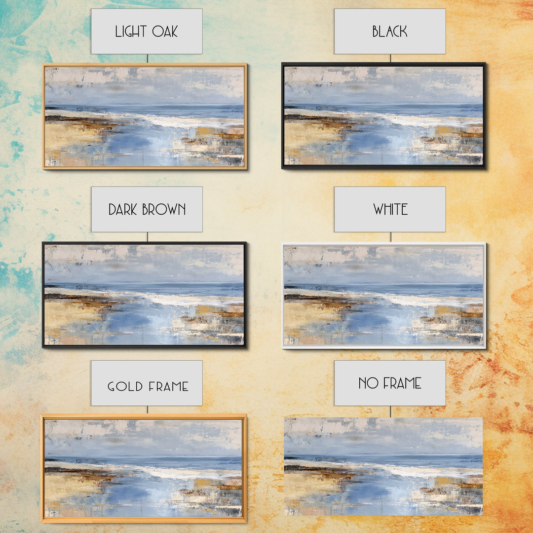 Soft Seaside Cliffs Framed Canvas Print, Impressionist Art, Large Wall Art, Living Room Decor, Impression, Abstract Painting, IMP-2x1-25