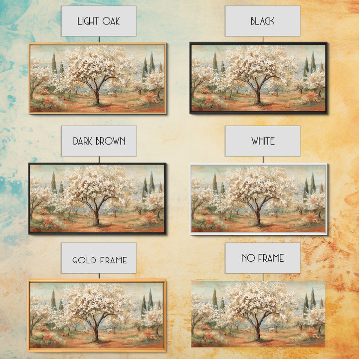 Spring Orchard with Blossoming Trees Canvas Print, Impressionist Art, Living Room Decor, Abstract Art, Impression, IMP-2x1-26
