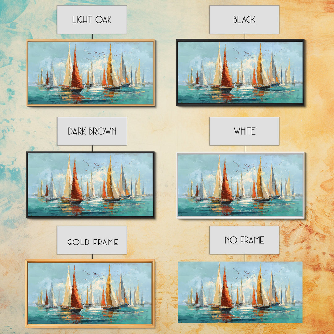 Sailboats on a Bright Sparkling Harbor Canvas Print, Impressionist Art, Original Art, Living Room Decor, Impression, IMP-2x1-5