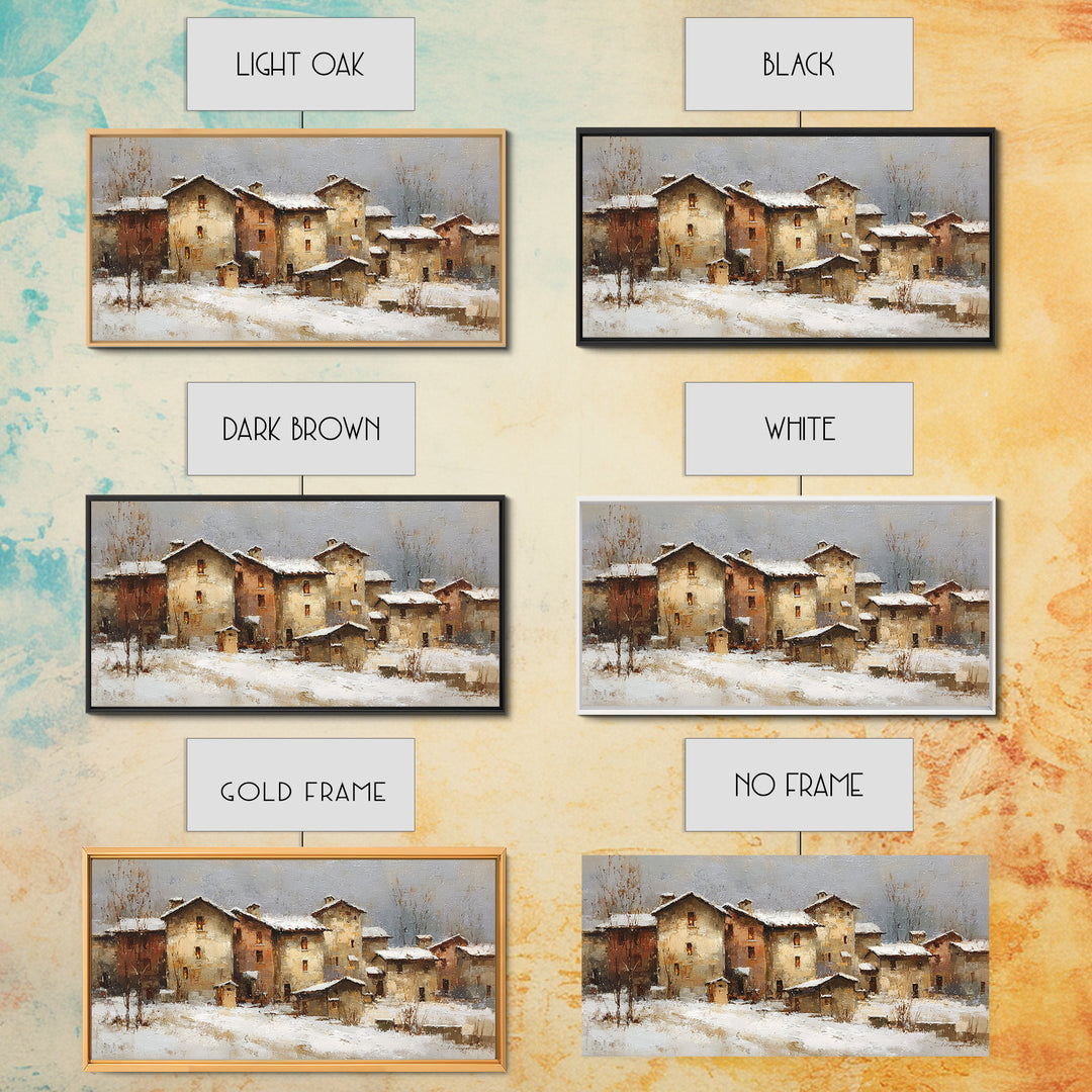 Snowy Village with Warm Glowing Windows Canvas Print, Impressionist Art, Bedroom Decor, Living Room Decor, Fine Art, Impression, IMP-2x1-57