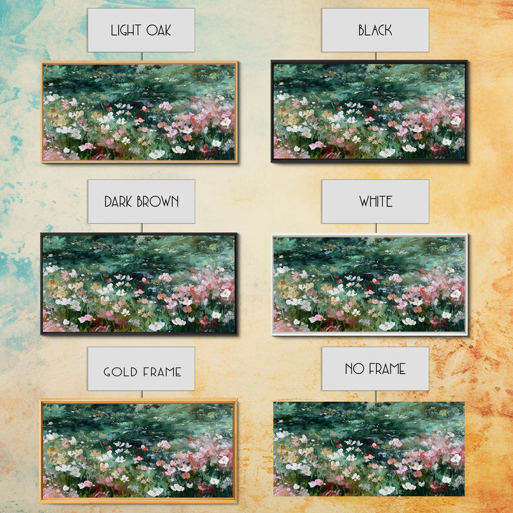 Wildflower Field in Loose Pastel Strokes Canvas Print, Impressionist Art, Modern Wall Art, Living Room Decor, Impression, IMP-2x1-76
