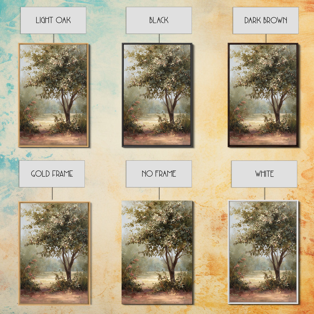 Apple Tree in Summer Orchard Framed Canvas Print, Impressionist Art, Large Wall Art, Living Room Decor, Fine Art, Impression, IMP-2x3-1