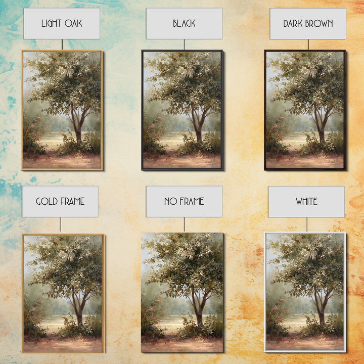 Apple Tree in Summer Orchard Framed Canvas Print, Impressionist Art, Large Wall Art, Living Room Decor, Fine Art, Impression, IMP-2x3-1