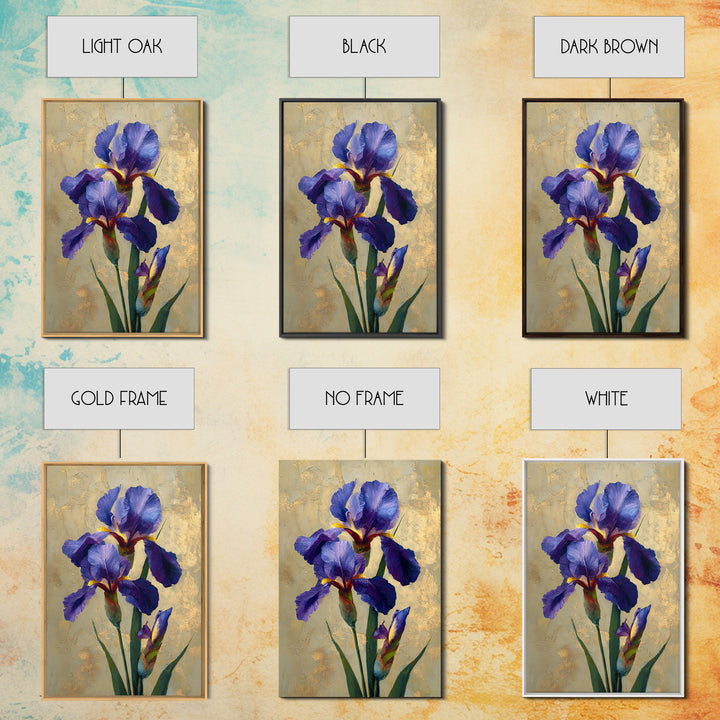 Iris Garden with Blue Violet Strokes Canvas Print, Impressionist Art, Printable Wall Art, Living Room Decor, Impression, IMP-2x3-100