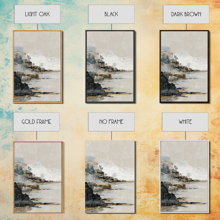 Soft Seaside Cliffs Framed Canvas Print, Impressionist Art, Textured Wall Art, Living Room Decor, Fine Art, Impression, IMP-2x3-13