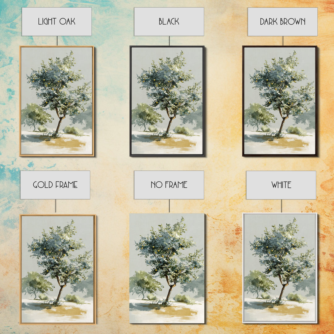 Apple Tree in Summer Orchard Framed Canvas Print, Impressionist Art, Large Wall Art, Living Room Decor, Fine Art, Impression, IMP-2x3-25