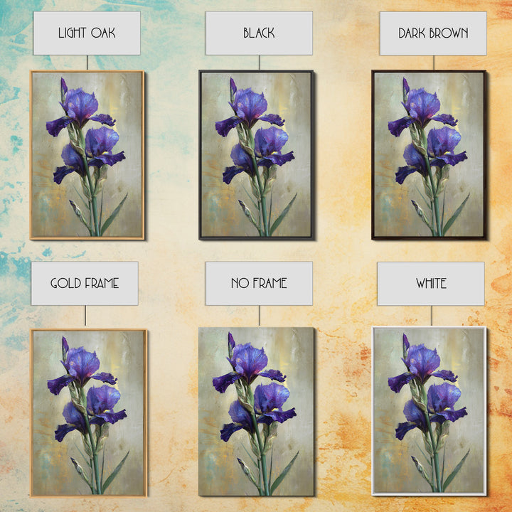 Iris Garden with Blue Violet Strokes Framed Canvas Print, Impressionist Art, Modern Art, Living Room Decor, Oil Painting, IMP-2x3-28