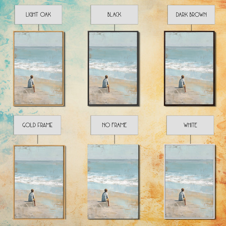 Coastal Beach Figures Framed Canvas Print, Impressionist Art, Room Decor, Living Room Decor, Oil Painting, Impression, IMP-2x3-3