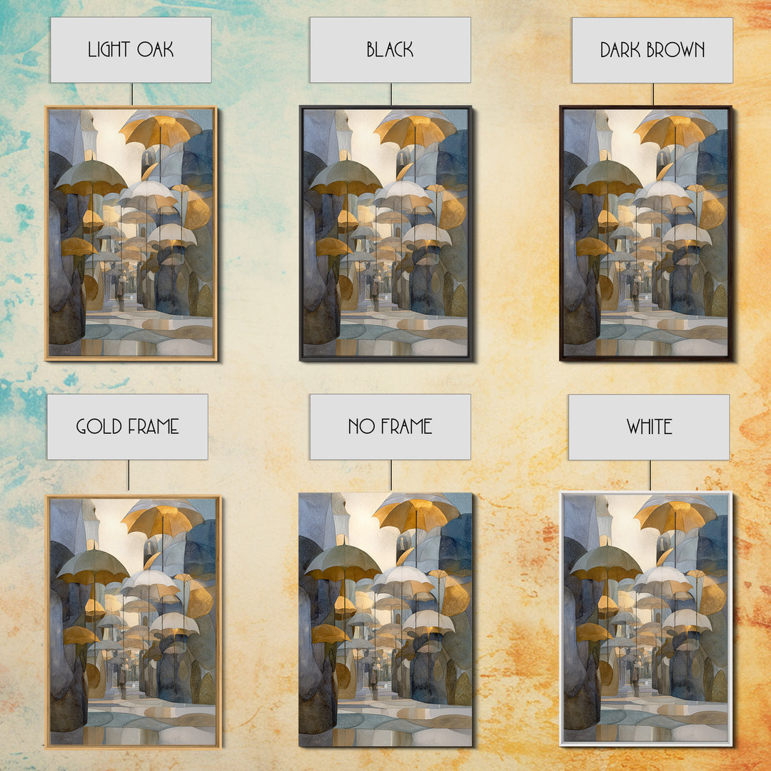 Rainy Boulevard with Umbrella Shapes Canvas Print, Impressionist Art, Original Art, Living Room Decor, Abstract Art, Impression, IMP-2x3-5
