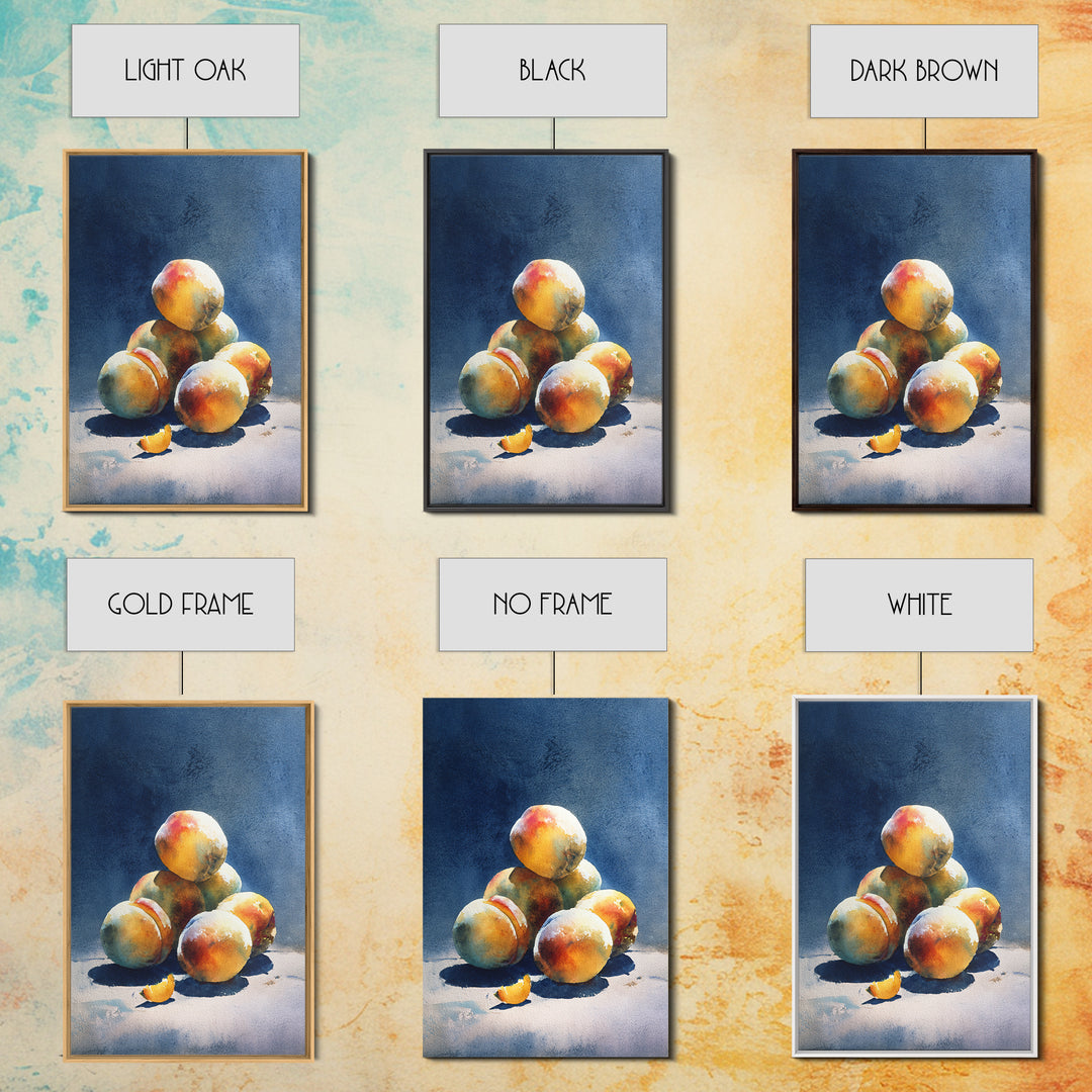 Still Life of Peaches Framed Canvas Print, Impressionist Art, Large Wall Art, Living Room Decor, Fine Art, Impression, IMP-2x3-55