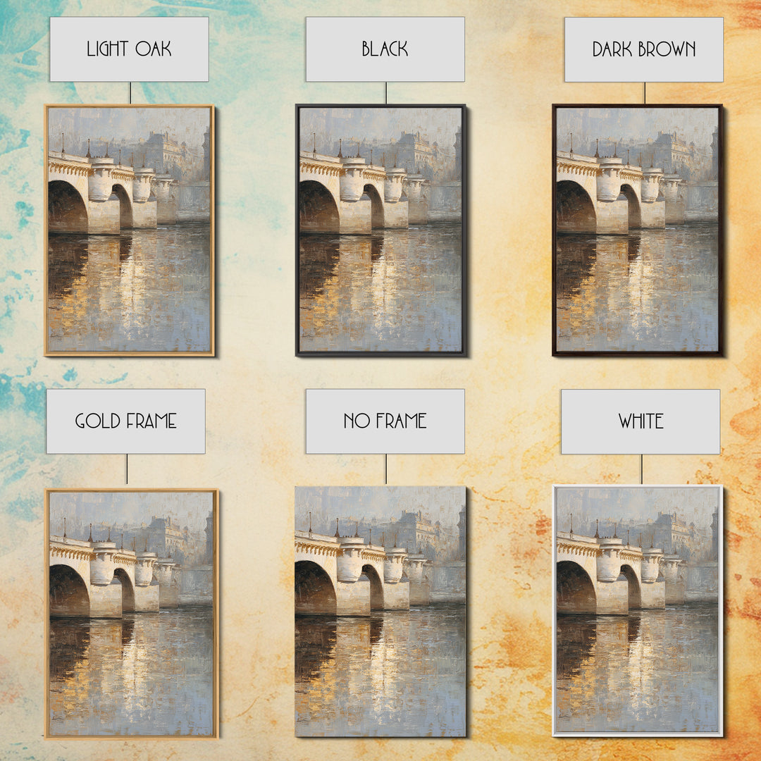 Paris Bridge Reflected Framed Canvas Print, Impressionist Art, Wall Art Framed, Living Room Decor, Watercolor Art, Impression, IMP-2x3-63