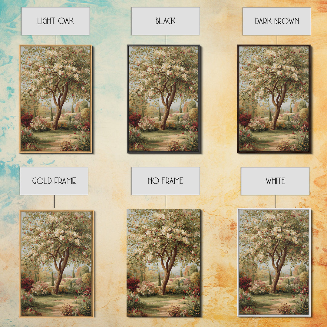 Apple Tree in Summer Orchard Framed Canvas Print, Impressionist Art, Coastal Wall Art, Living Room Decor, Fine Art, Impression, IMP-2x3-73