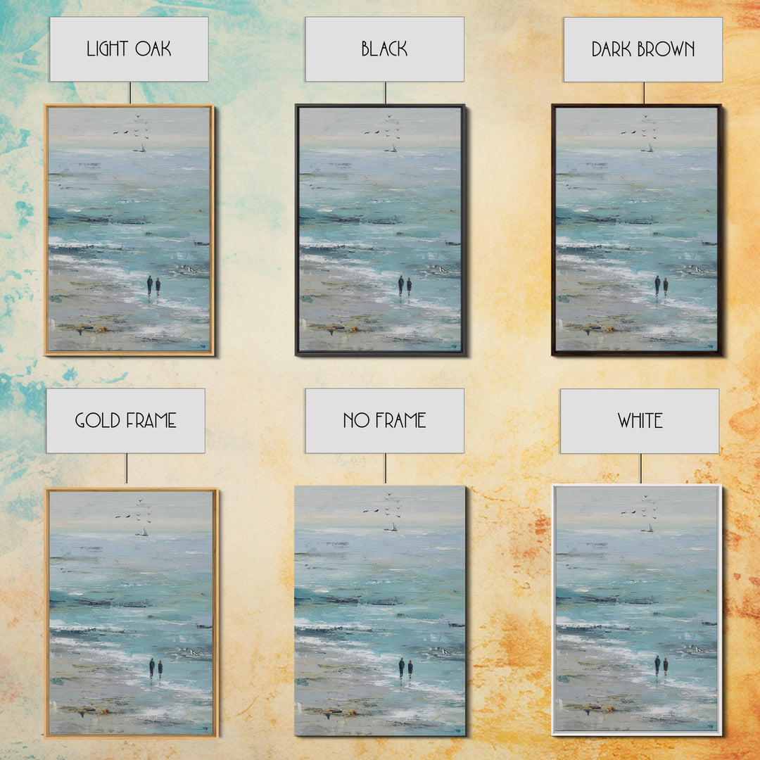 Coastal Beach Figures Framed Canvas Print, Impressionist Art, Living Room Wall Art, Living Room Decor, Fine Art, Impression, IMP-2x3-75