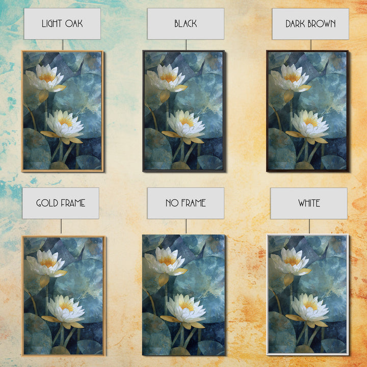 Water Lilies Floating on a Sunlit Pond Canvas Print, Impressionist Art, Floral Wall Art, Living Room Decor, Oil Painting, IMP-2x3-81