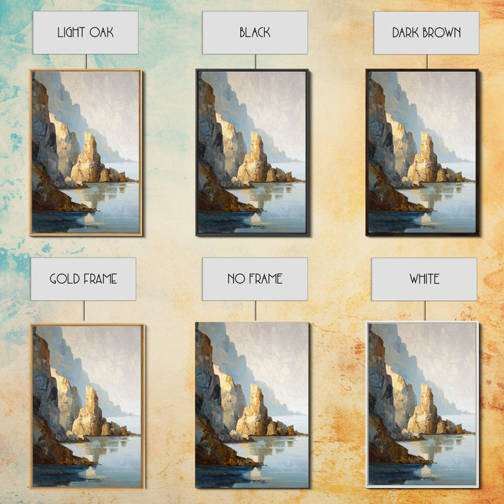 Soft Seaside Cliffs Framed Canvas Print, Impressionist Art, Modern Art, Living Room Decor, Impression, Statement Artwork, IMP-2x3-85