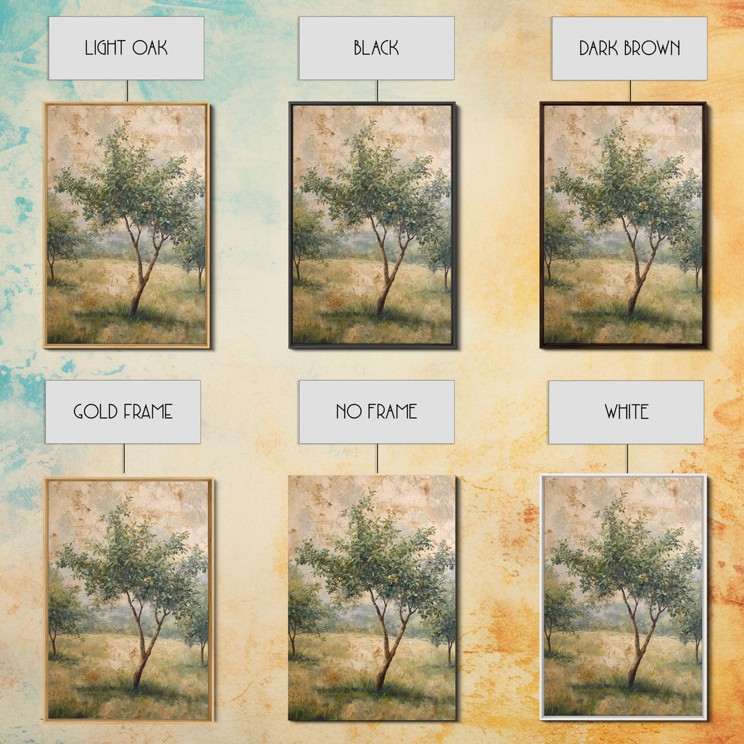 Apple Tree in Summer Orchard Framed Canvas Print, Impressionist Art, Coastal Wall Art, Living Room Decor, Fine Art, Impression, IMP-2x3-97