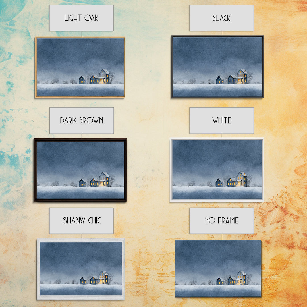 Snowy Village with Warm Glowing Windows Canvas Print, Impressionist Art, Floral Print, Living Room Decor, Impression, IMP-3x2-65