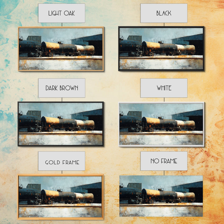 Urban Rail Yard Canvas Print, Industrial Art, Original Art, Living Room Decor, Foundry, Steampunk Decor, Bauhaus Poster, IND-2x1-41