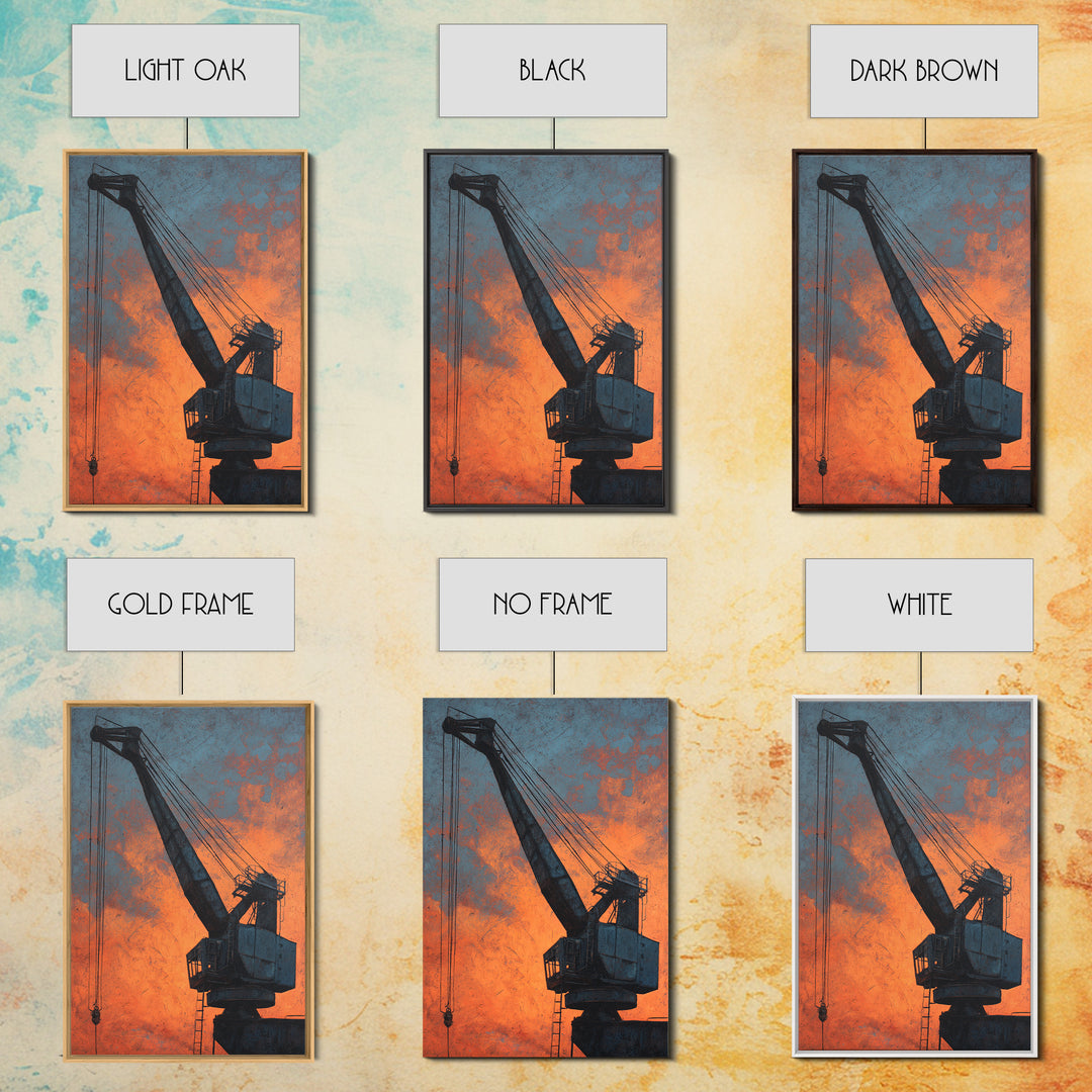 Warehouse Crane Silhouette Canvas Print, Industrial Art, Original Painting, Living Room Decor, Fine Art, Foundry, Large Art, IND-2x3-15