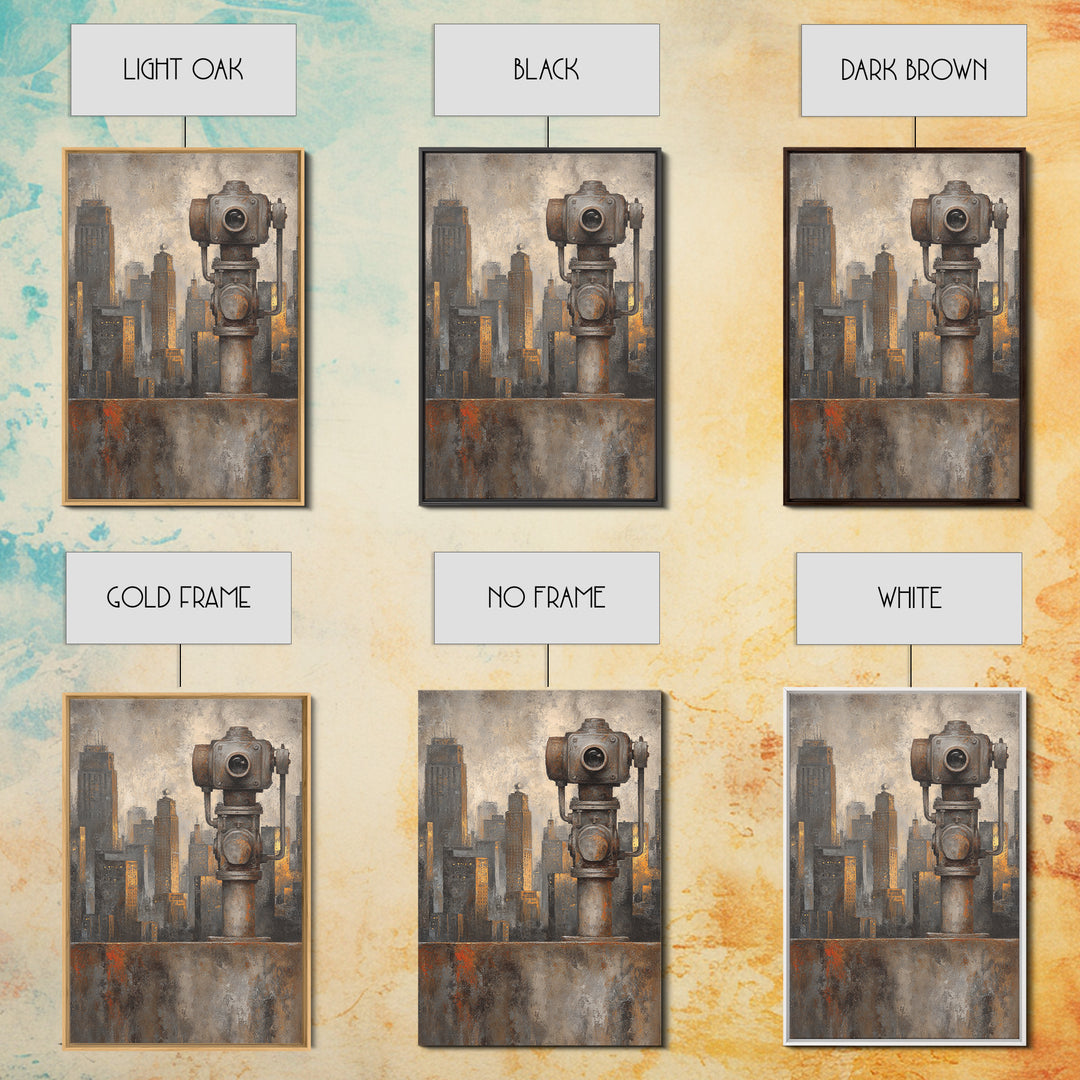 Industrial City Skyline Framed Canvas Print, Industrial Art, Living Room Decor, Abstract Art, Foundry, Abstract Wall Art, IND-2x3-44
