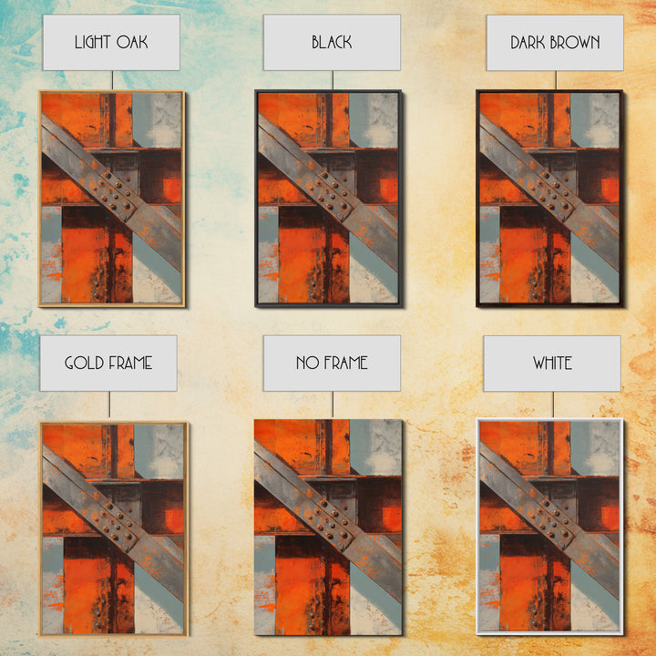 Steel Beams Crossing Like Abstract Lines Canvas Print, Industrial Art, Dining Room Wall Art, Living Room Decor, Abstract Art, IND-2x3-49