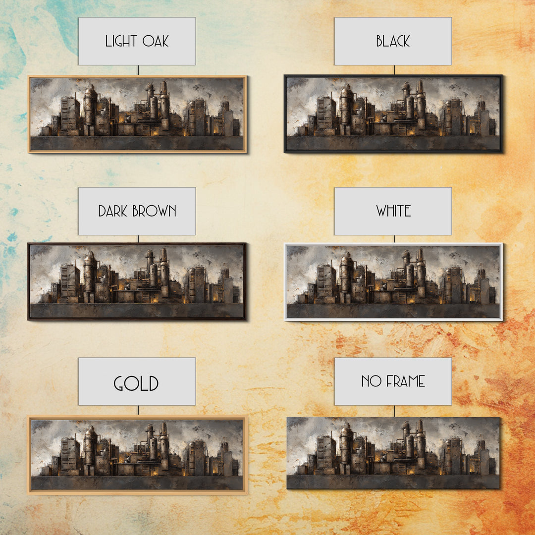 Industrial City Skyline Canvas Print, Industrial Art, Digital Prints, Living Room Decor, Fine Art, Foundry, Metal Art, IND-3x1-100