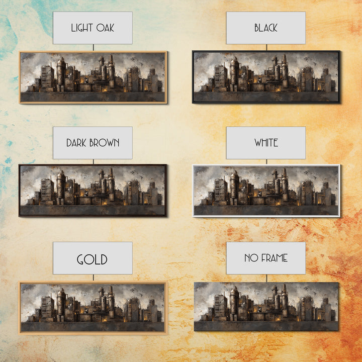 Industrial City Skyline Canvas Print, Industrial Art, Digital Prints, Living Room Decor, Fine Art, Foundry, Metal Art, IND-3x1-100