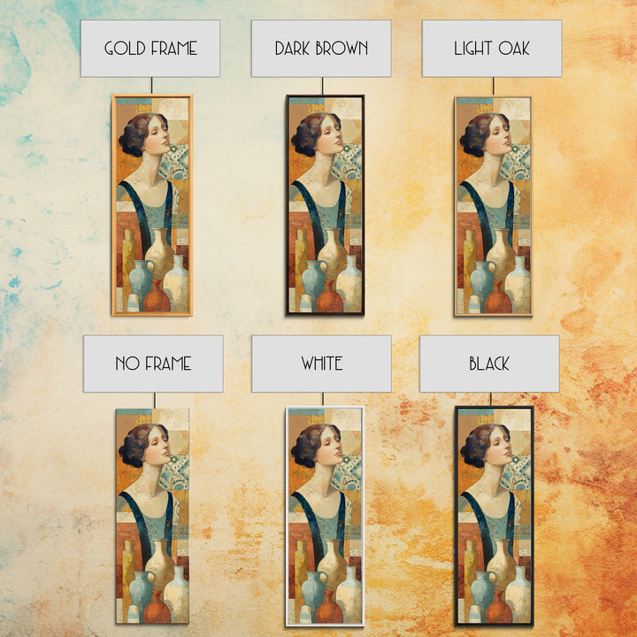 Renaissance Inspired Portrait with Modern Softness Canvas Print, Italian Villa Art, Coastal Wall Decor, Living Room Decor, IVA-1x3-78