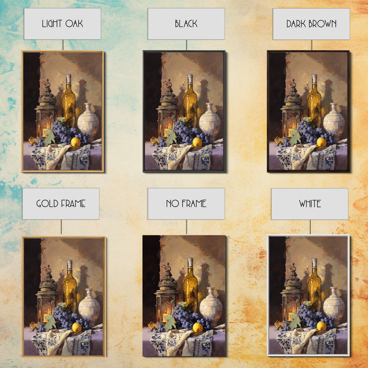 Grapevine and Wine Still Life on Linen Canvas Print, Italian Villa Art, Living Room Wall Art, Living Room Decor, Villa, IVA-2x3-15