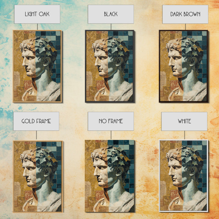 Classic Roman Statue Bust Framed Canvas Print, Italian Villa Art, Modern Decor, Living Room Decor, Oil Painting, Villa, IVA-2x3-20