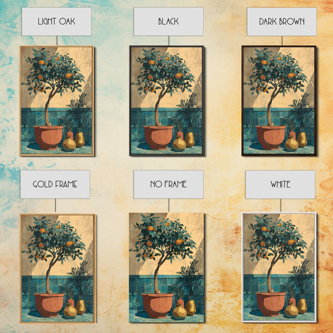 Orange Tree in a Courtyard Planter Canvas Print, Italian Villa Art, Statement Artwork, Living Room Decor, Fine Art, Villa, IVA-2x3-70