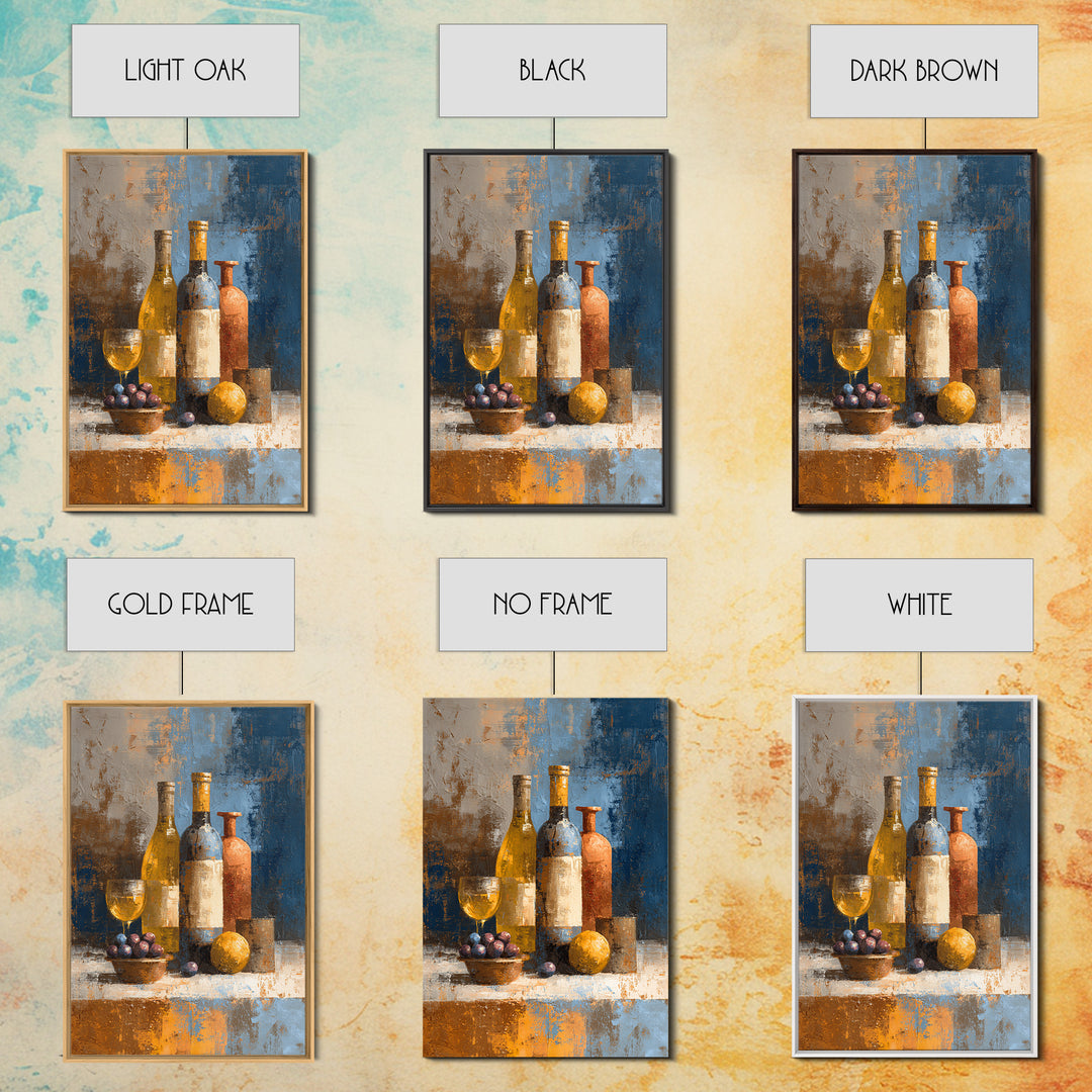 White Wine and Olives Still Life Canvas Print, Italian Villa Art, Neutral Wall Art, Living Room Decor, Oil Painting, Villa, IVA-2x3-72