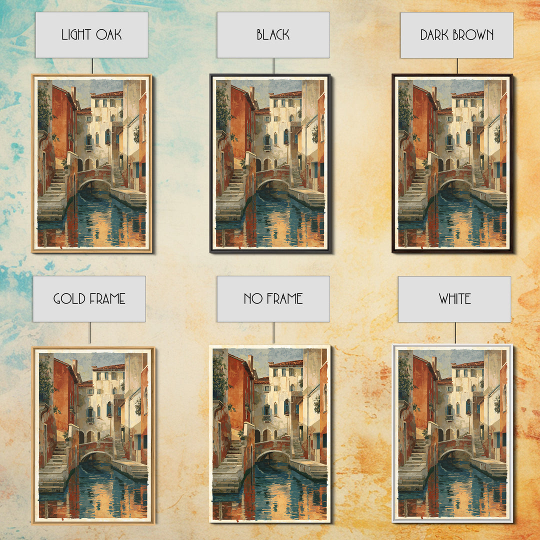 Venetian Canal Reflection Without City Crowd Canvas Print, Italian Villa Art, Textured Painting, Living Room Decor, Villa, IVA-2x3-76