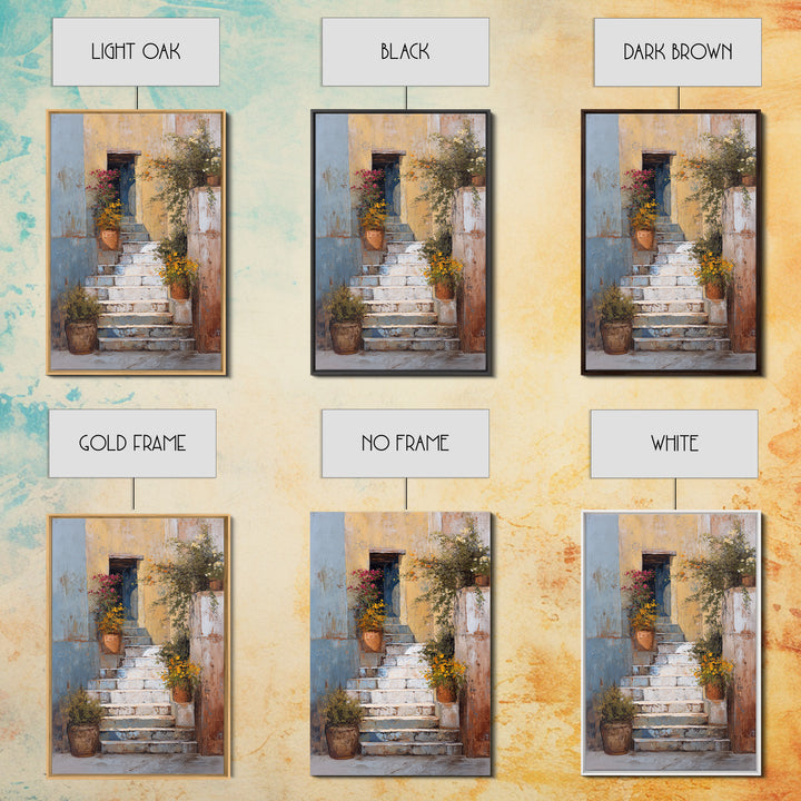 Sunlit Stone Stairway Canvas Print, Italian Villa Art, Luxury Decor, Living Room Decor, Fine Art, Villa, Framed Wall Art, IVA-2x3-91