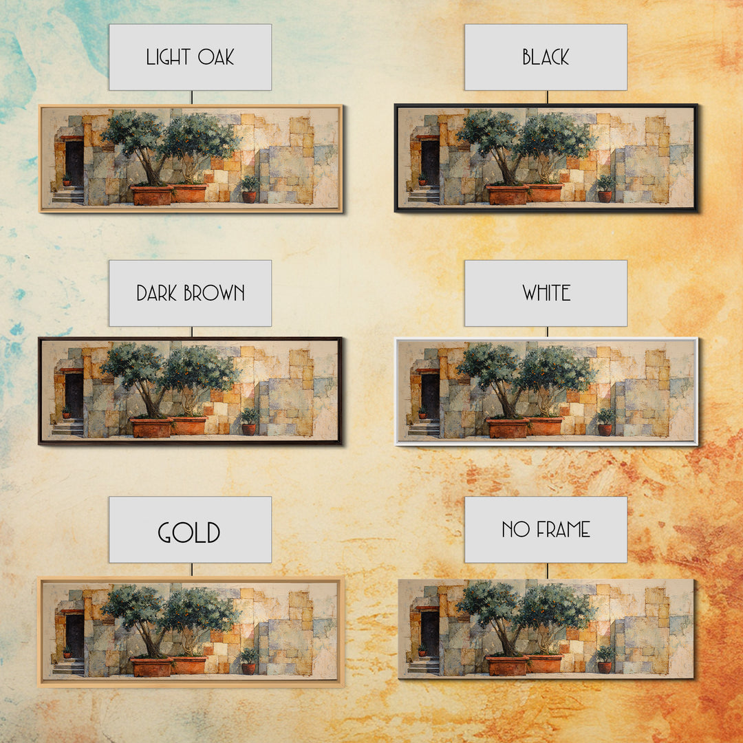 Orange Tree in a Courtyard Planter Canvas Print, Italian Villa Art, Coastal Decor, Living Room Decor, Fine Art, Villa, IVA-3x1-6