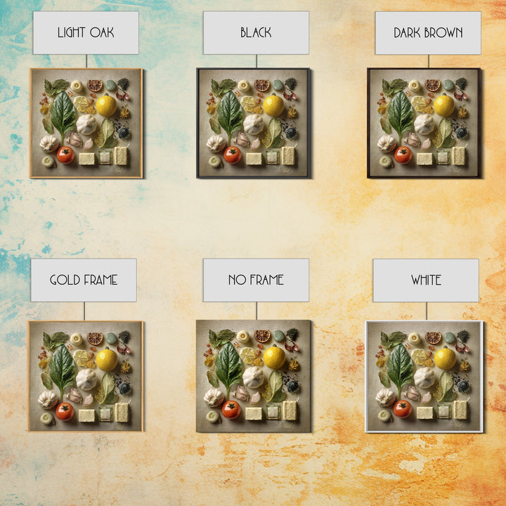 Tomatoes Garlic and Basil on Linen Canvas Print, Kitchen Art, Digital Wall Art, Kitchen Decor, Kitchen, Kitchen Prints, KIT-1x1-3