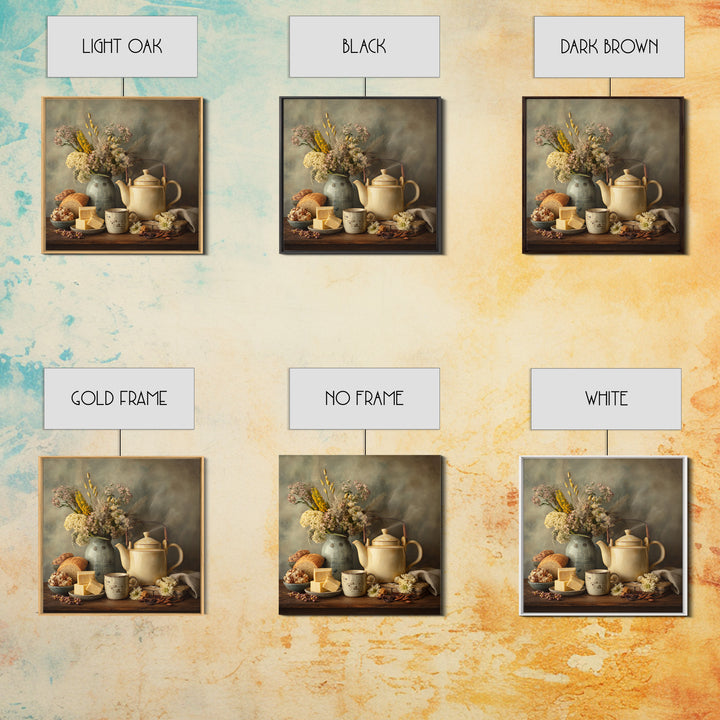 Tea Kettle with Steam and Wildflowers Framed Canvas Print, Kitchen Art, Coffee Wall Art, Kitchen Decor, Fine Art, Kitchen, KIT-1x1-62