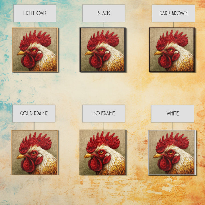Rooster Portrait for Country Kitchen Charm Framed Canvas Print, Kitchen Art, Kitchen Wall Decor, Kitchen Decor, Kitchen, KIT-1x1-64